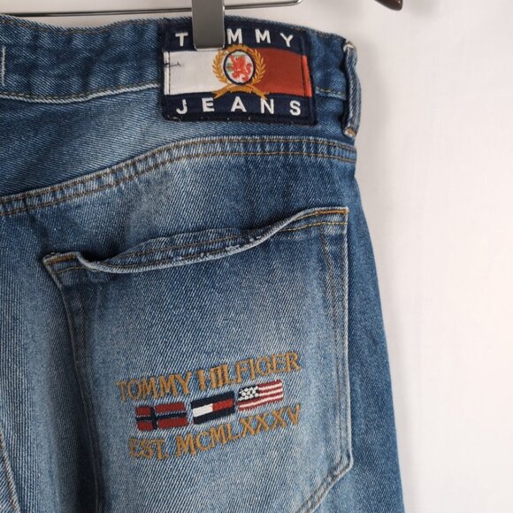 Tommy Jeans Men's Blue Denim Jeans Straight Loose Fit Big Logo, 36W/34L - Picture 6 of 10